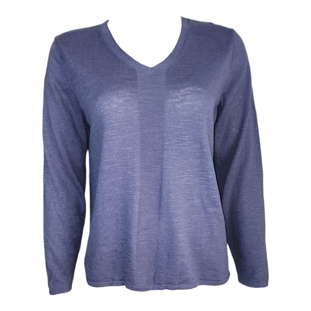 J Jill Shirt Womens Size S Small Solid All Blue Long‎ Sleeve Pullover Stretchy